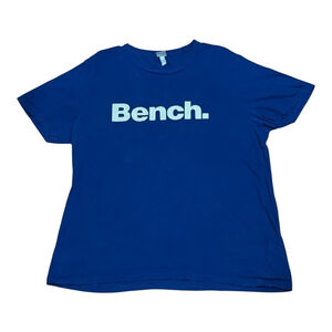 Bench Shirt Mens XL Blue Spell Out Logo Graphic Tee T-Shirt Crewneck Casual